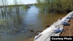 Жители села Казанское построили дамбу, чтобы защитить село от разлива