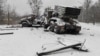 Уничтоженная реактивная система залпового огня российской армии. Харьков, Украина, 25 февраля 2022 года