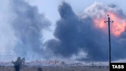 Дым от взрыв в Джанкойском районе, 16 августа 2022