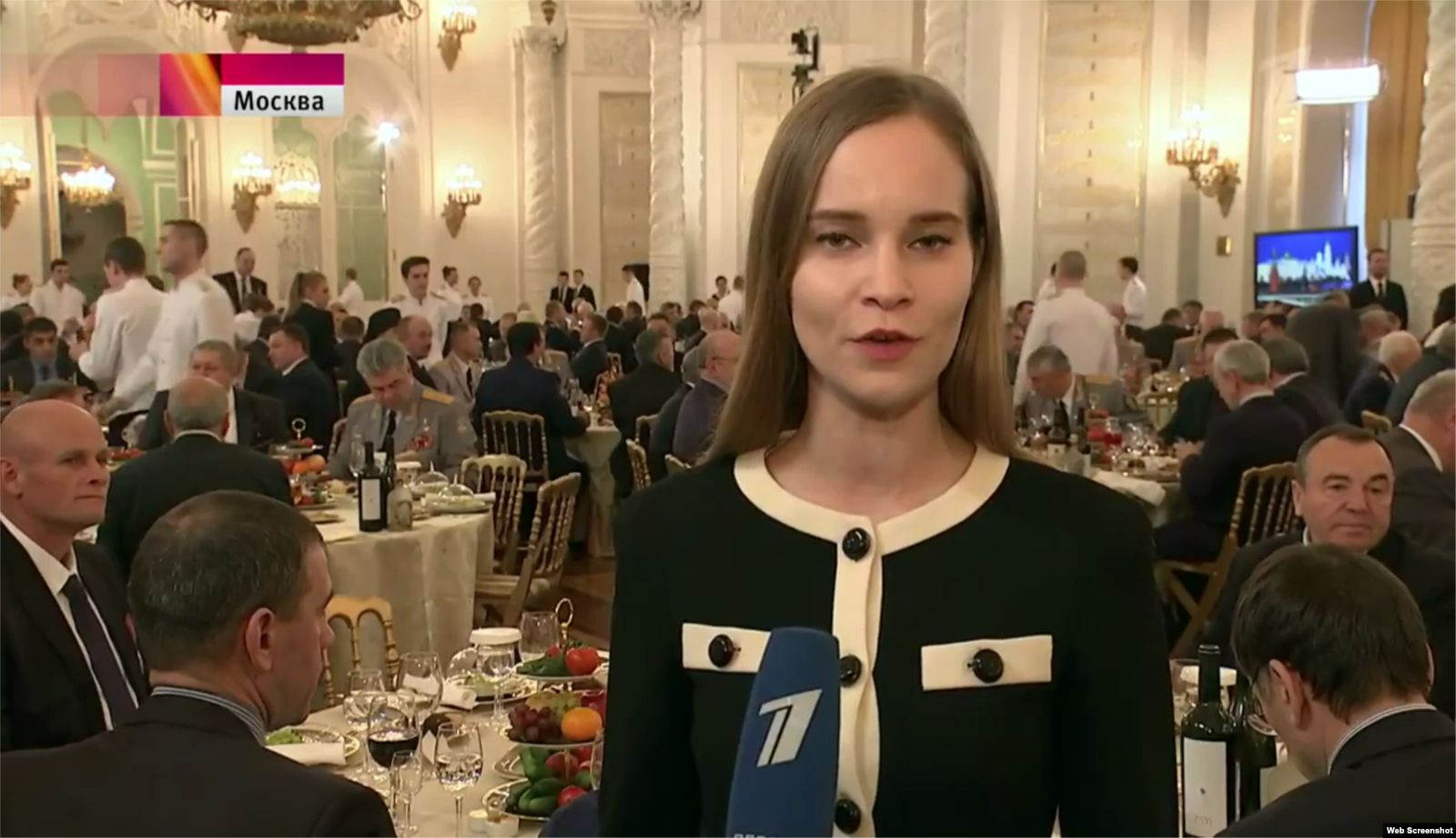 Дмитрий Уткин, известный как Вагнер, на приеме в Кремле (в левом углу кадра)